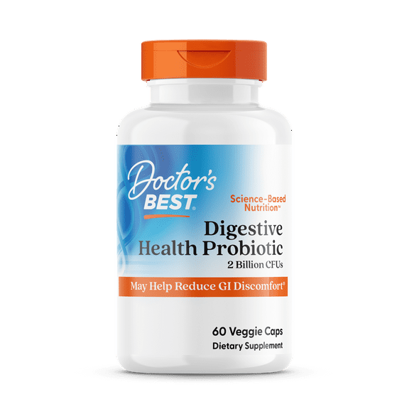 Doctor's Best Digestive Health Probiotic 2 Billion with LactoSpore, Non-GMO, Vegan, Gluten Free, Soy Free, 60 Veggie Caps