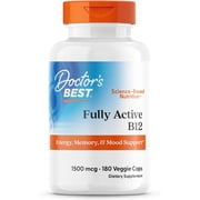 Doctors Best Fully Active Methyl B12, Methylcobalamin, Energy, Memory, Mood Support, Non-GMO, Gluten Free, Soy Free, Vegan 180 Veggie Caps