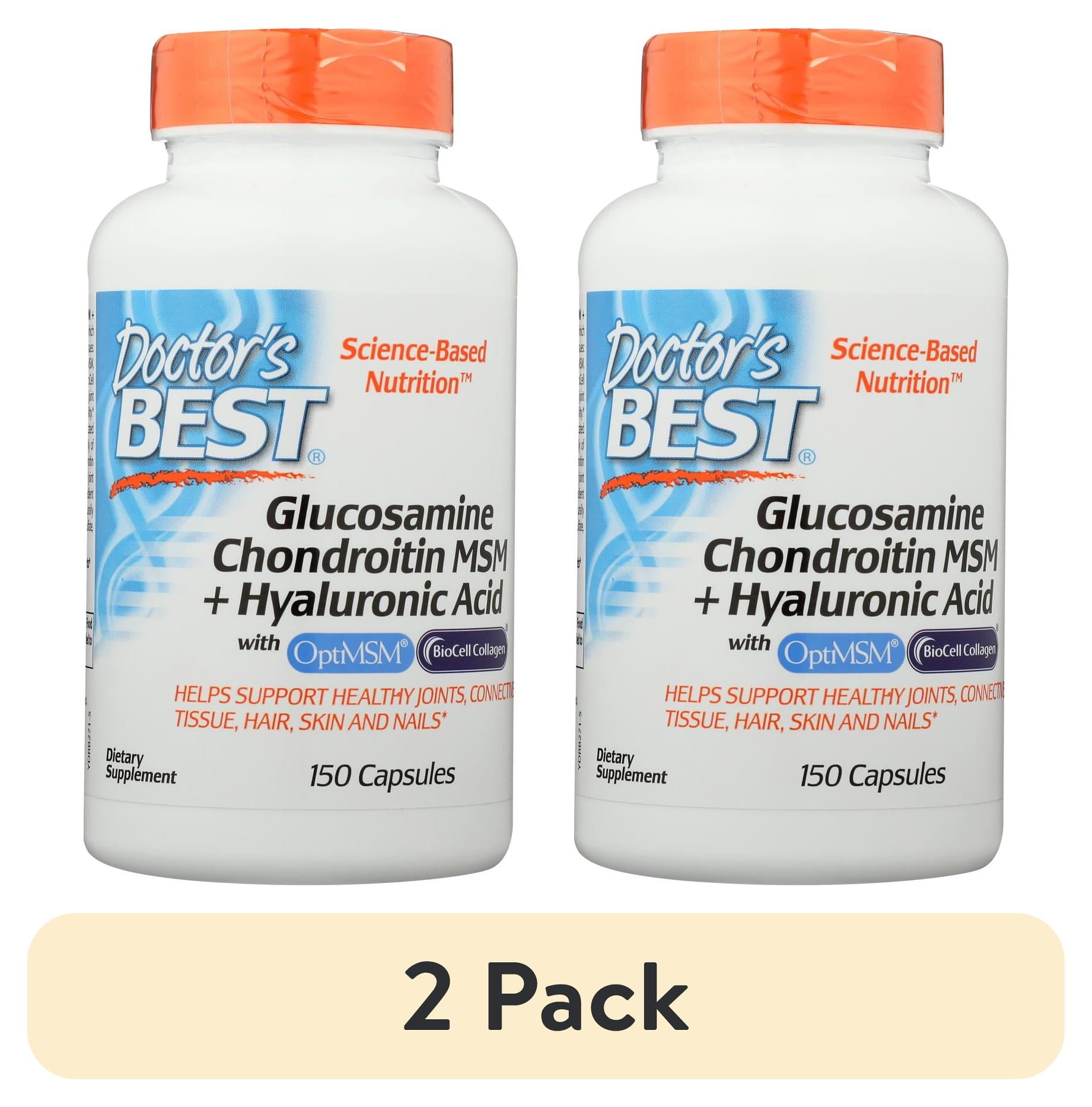 (2 pack) Doctor's Best Glucosamine Chondroitin MSM + Hyaluronic Acid ...