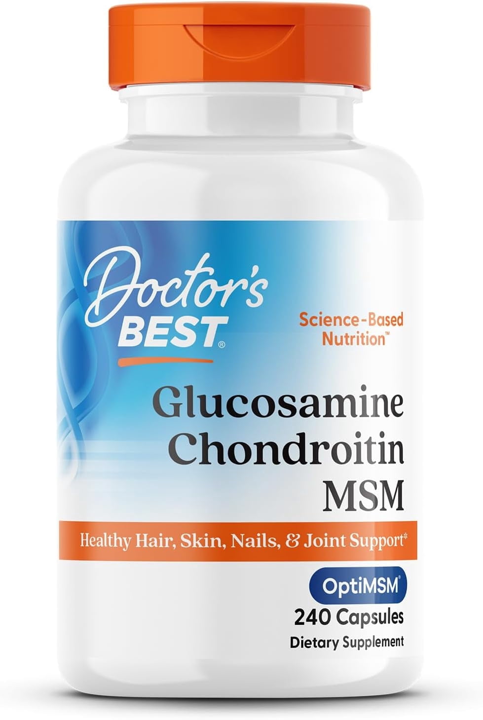 Doctor's Best Glucosamine Chondroitin MSM - Joint Health Support Supplement for Women & Men, Nutritional Support for Joint Strength, Hair, Skin, & Nails, Gluten Free, Non GMO - 240 Capsules