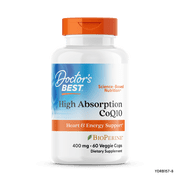 Doctors Best High Absorption CoQ10 with BioPerine, Non-GMO, Vegan, Gluten Free, Naturally Fermented, Heart Health and Energy Production, 400 mg 60 Veggie Caps