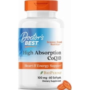 Doctors Best High Absorption CoQ10 with BioPerine, Gluten Free Naturally Fermented, Heart Health & Energy Production, 100 mg, 60 SoFtgels