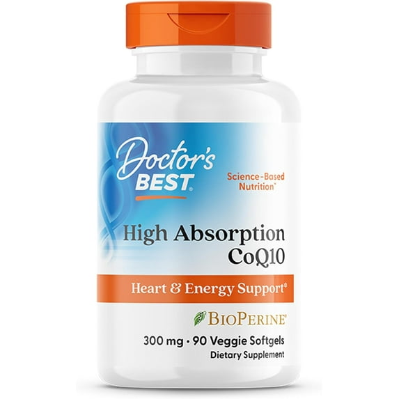 Doctor's Best High Absorption CoQ10, Heart & Energy Support, USP Verified, Naturally Fermented CoQ10, Non-GMO Gluten Free, Soy Free, Vegetarian 90 Veggie Softgels