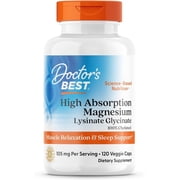 Doctors Best High Absorption Magnesium, 120 Veggie Caps 52.5 mg per Capsule