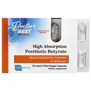 Doctors Best High Absorption Postbiotic Butyrate, 30 Liquid-Filled Veggie Capsules 300 mg per Capsule