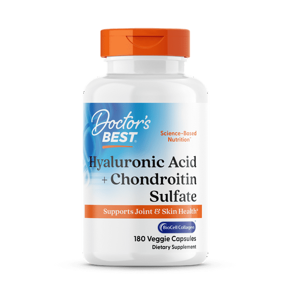 Doctor's Best Hyaluronic Acid with Chondroitin Sulfate, Non-GMO, Gluten Free, Soy Free, Joint Support, 180 Caps