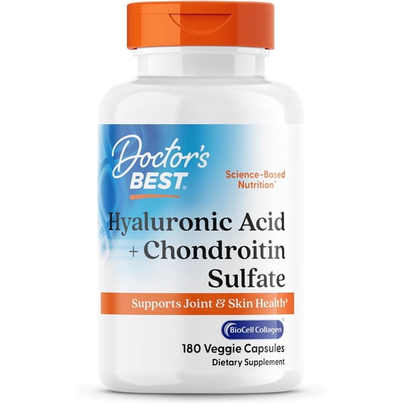 Doctor's Best Hyaluronic Acid with Chondroitin Sulfate, Non-GMO, Gluten Free, Soy Free, Joint Support, 180 Caps