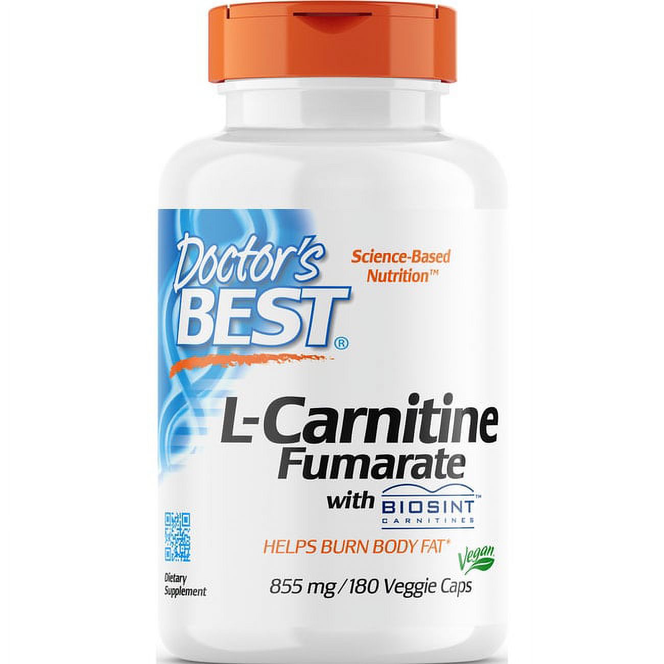 Doctor's Best - L-Carnitine Fumarate 855 mg. - 180 Vegetarian Capsules - image 1 of 19
