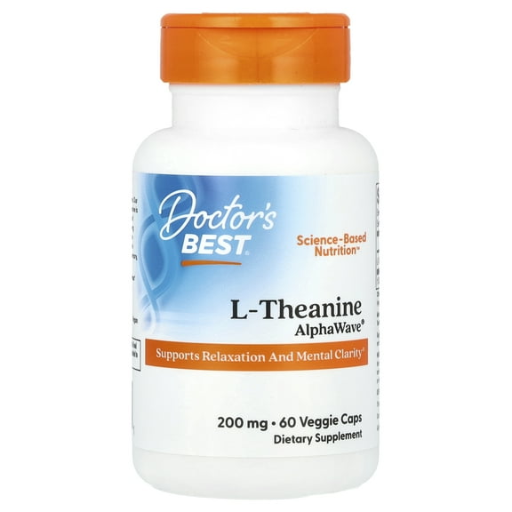 Doctor's Best L-Theanine, AlphaWave, 200 mg, 60 Veggie Caps