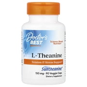 Doctor's Best L-Theanine with Suntheanine , Non-GMO, Gluten Free, Vegan, Helps Reduce Stress and Sleep, 150 mg 90 Veggie Caps