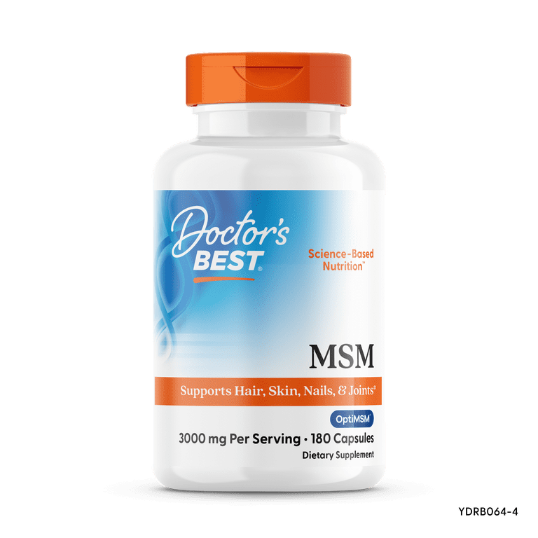 Doctors Best MSM, Supports Hair, Skin, Nails, & Joints, Non-GMO, Gluten Free, 3000 mg Per Serving, 180 Capsules