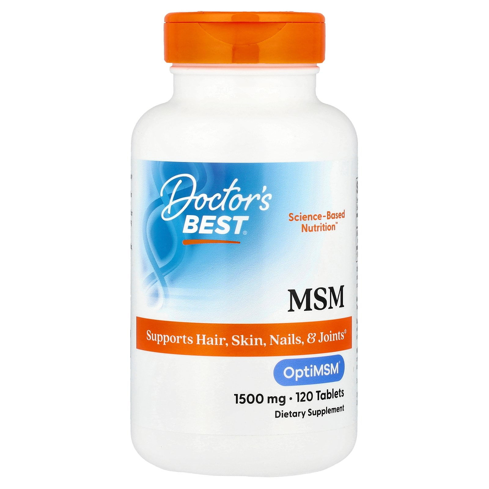 Doctor's Best MSM with OptiMSM, Non-GMO, Gluten Free, Joint Support, 1500 mg, 120 Tablets