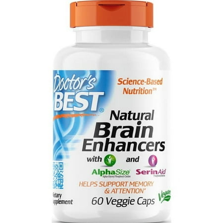 Doctor's Best Natural Brain Enhancers, Non-GMO, Vegan, Gluten Free, 60 Veggie Caps
