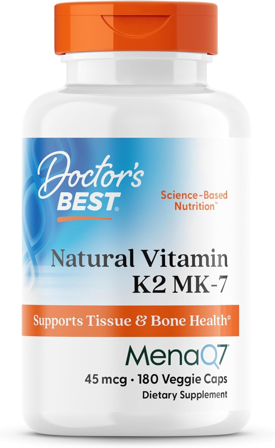 Doctor's Best Natural Vitamin K2 Mk-7 Capsule , Supports Bone Health & Soft Tissue Elasticity, 180 Ct