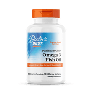 Doctors Best Purified & Clear Omega 3 Fish Oil with GoldenOmega, Supports Heart, Eye, Brain, Joint Health, Non-GMO, Gluten Free 120 Marine Softgels