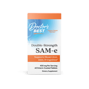 Doctor's Best SAM-e 400 mg, Vegan, Gluten Free, Soy Free, Mood and Joint Support, 60 Enteric Coated Tablets