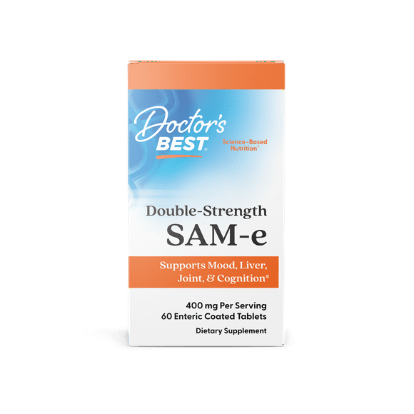 Doctor's Best SAM-e 400 mg, Vegan, Gluten Free, Soy Free, Mood and Joint Support, 60 Enteric Coated Tablets