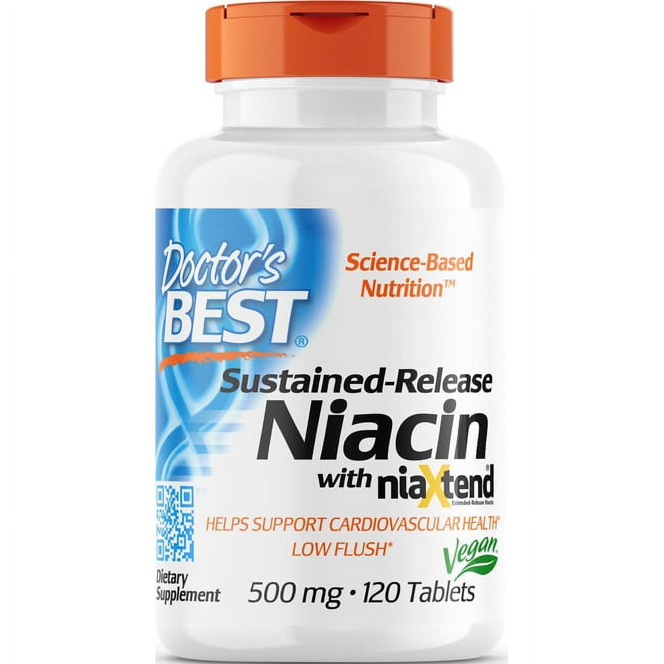 Doctors Best Time-release Niacin with niaxtend, Non-GMO, Vegan, Gluten Free, 500 mg, 120 Tablets