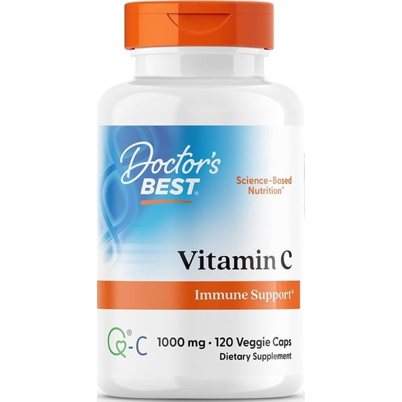 Doctor's Best Vitamin C with Q-C - Vitamin C 1000mg Non-GMO, Vegan, Gluten Free, Soy Free, Sourced from Scotland Veggie Caps, 120 Count