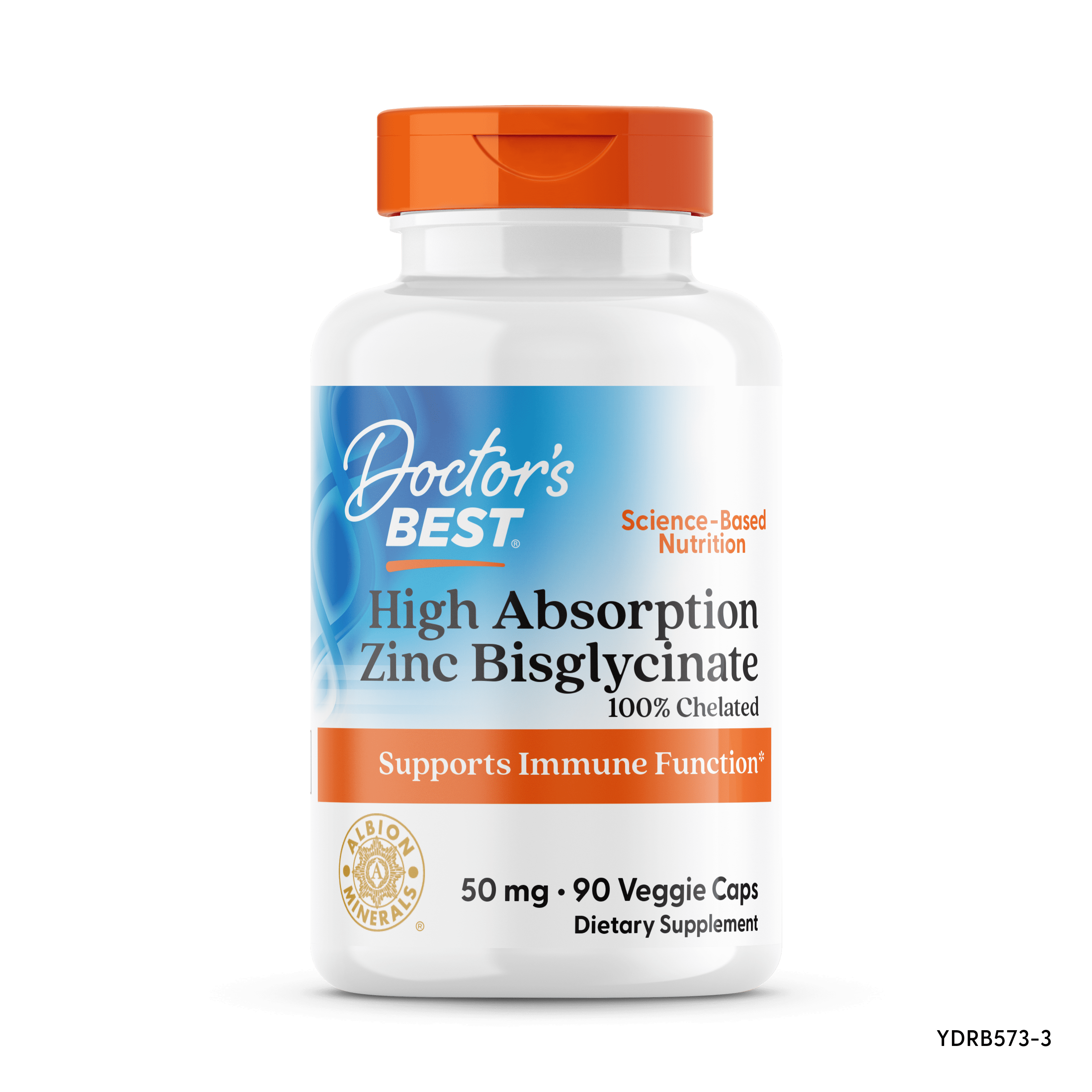 Doctor's Best Zinc Bisglycinate High Absorption 100% Chelated 50mg Veggie Caps, 90 Count
