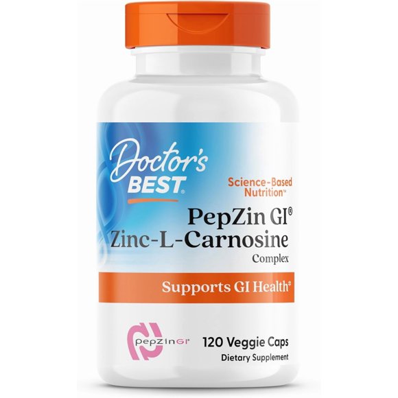 Doctor's Best PepZin GI, Zinc-L-Carnosine Complex, Non-GMO, Vegan, Gluten Free, Soy Free, Digestive Support, 120 Veggie Caps
