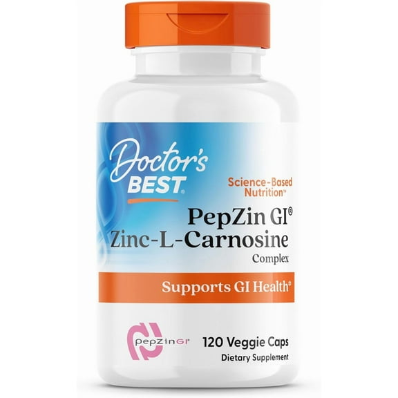 Doctor's Best PepZin GI, Zinc-L-Carnosine Complex, Non-GMO, Vegan, Gluten Free, Soy Free, Digestive Support, 120 Veggie Caps