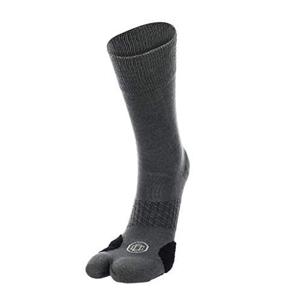 Medium Charcoal and Black Crew Sock with Split Toe Separator