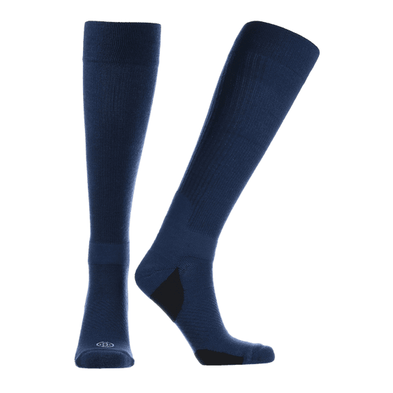 Doctor's Choice Compression Socks for Men & Women, Over-the-Calf, 10-20 mmHg, Seamless Toe, Non-Binding Top (Navy, Large)