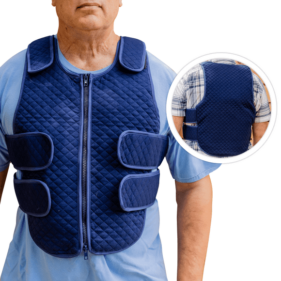 Doctor's Choice Cooling Vest, Hot and Cold Therapy for Pain Relief and Inflammation, 7 pieces, Removeable gel ice packs, Vest, One Size Fits Most, Navy, 1 pack