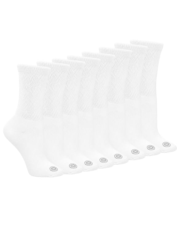 Diabetic Full Cushion Crew Women's Socks, Large, Women's Shoe Size 10-13, 4 Pack