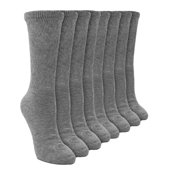 Doctor's Choice Diabetic Full Cushion Crew Women's Socks, Gray, Large, Shoe Size 10-13, 4 Pack