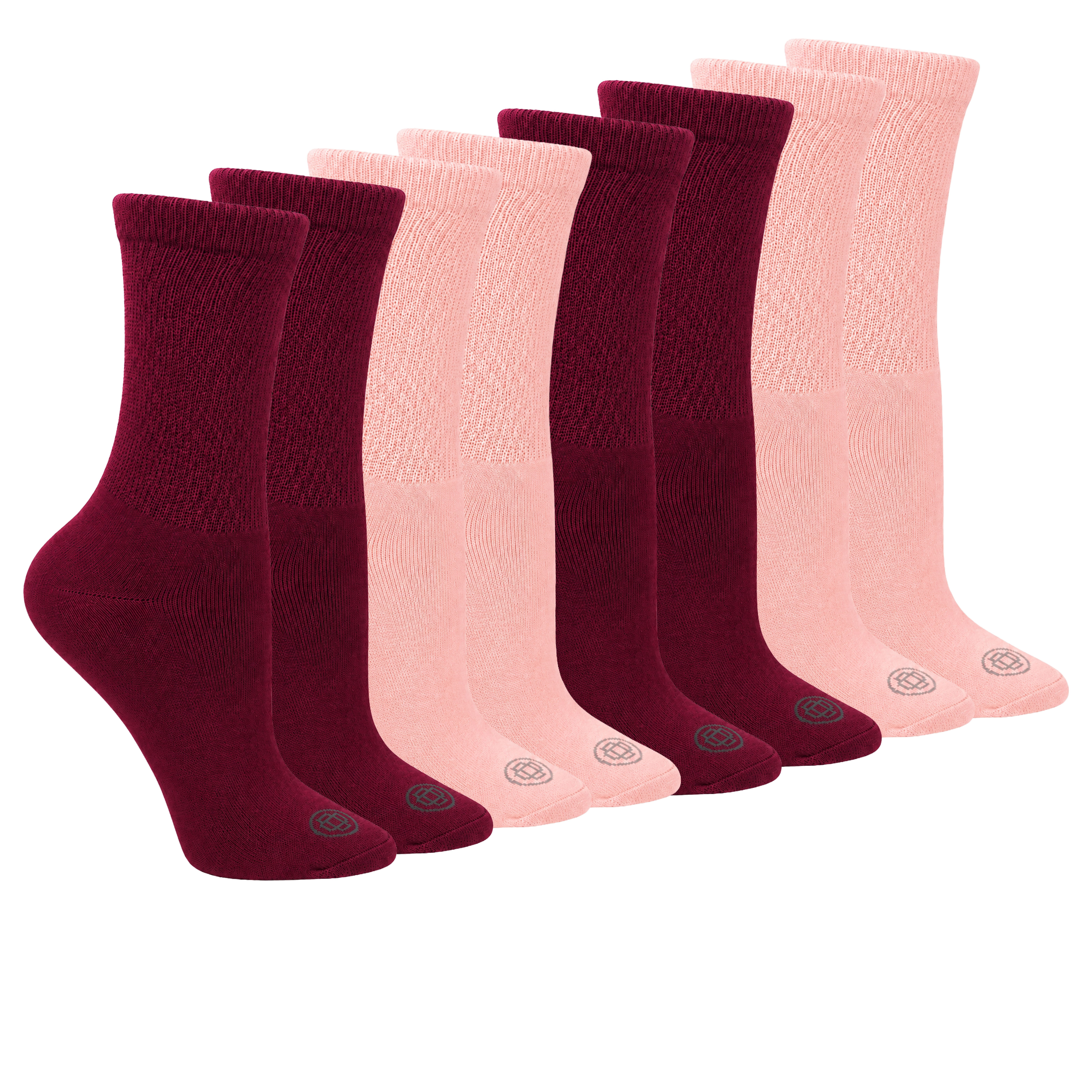 Doctor's Choice Diabetic Full Cushion Crew Women's Socks, Medium, Women's Shoe Size 6-10, 4 Pack
