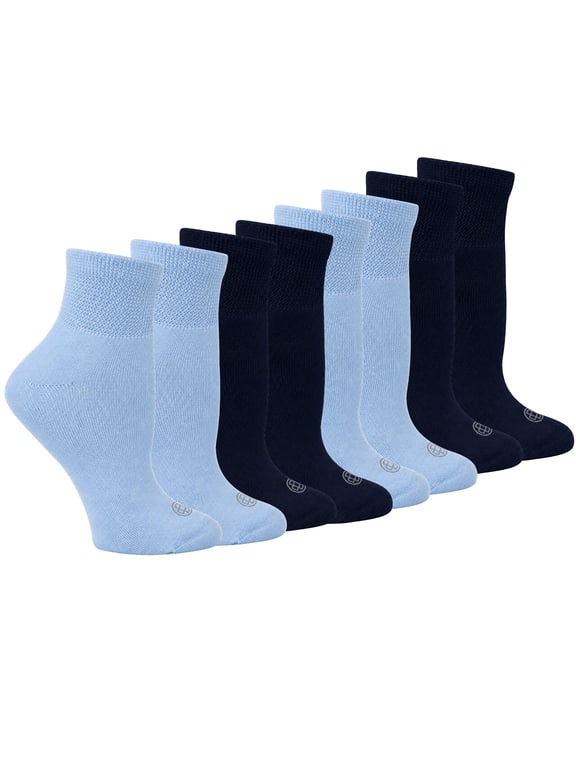 Diabetic Full Cushion Quarter Women's Socks, Medium, Women's Shoe Size 6-10, 4 Pack