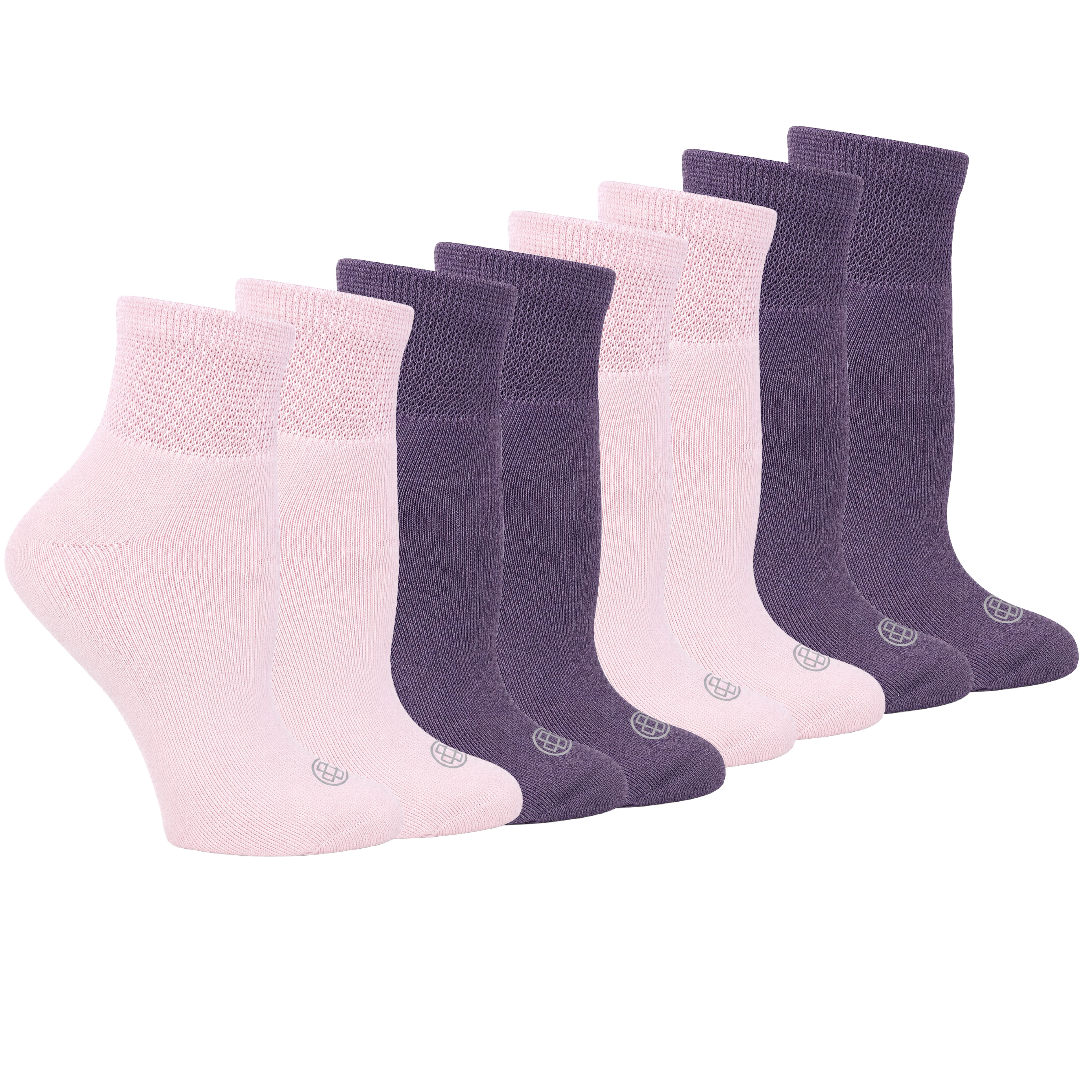 Doctor's Choice Diabetic Full Cushion Quarter Women's Socks, Medium, Women's Shoe Size 6-10, 4 Pack