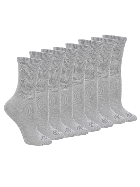 Diabetic Full Cushion Crew Women's Socks, Medium, Women's Shoe Size 6-10, 4 Pack