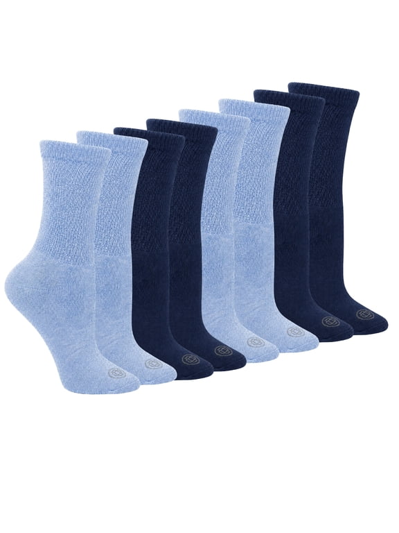 Diabetic Full Cushion Crew Women's Socks, Large, Women's Shoe Size 10-13, 4 Pack