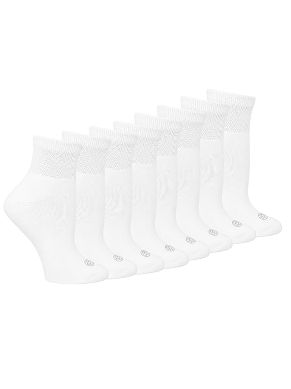 Diabetic Full Cushion Quarter Women's Socks, Large, Women's Shoe Size 10-13, 4 Pack