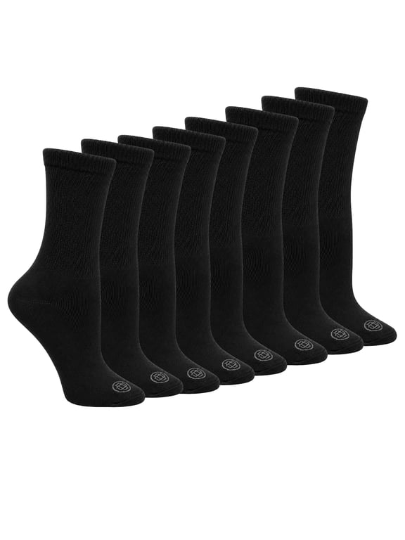Diabetic Full Cushion Crew Women's Socks, Large, Wpmen's Shoe Size 10-13, 4 Pack