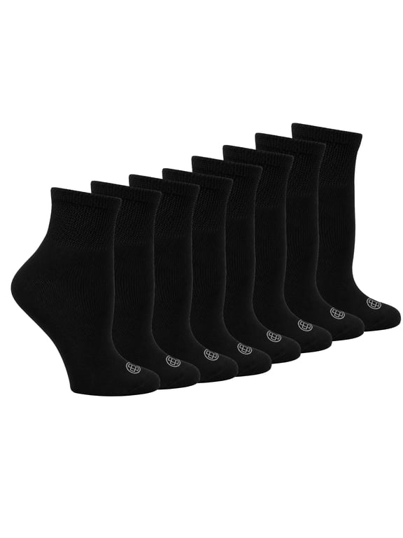 Diabetic Full Cushion Quarter Women's Socks, Large, Women's Shoe Size 10-13, 4 Pack