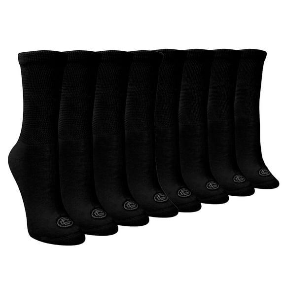 Doctor's Choice Diabetic Full Cushion Crew Women's Socks, Black, Medium, Shoe Size 6-10, 4 Pack