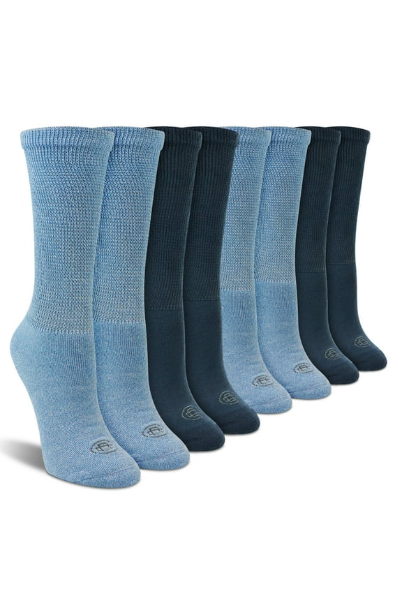 Diabetic Full Cushion Crew Women's Socks, Large, Women's Shoe Size 10-13, 4 Pack