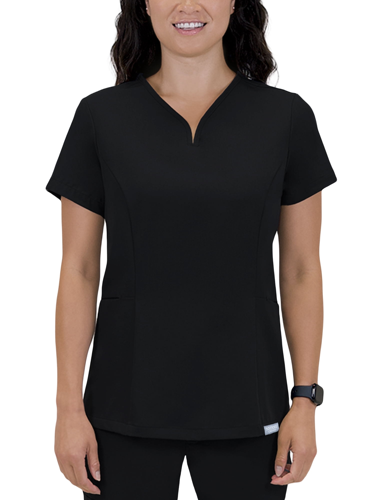 Doctor's Choice Elite -Rx Antimicrobial Fluid-Repel Women's Scrub Top, Black S - XXXL
