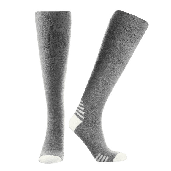 Doctor's Choice Men's Sleeping Socks, Light Cozy Compression Sock, 8-15 mmHg, with Soft, Warm, Fuzzy Features (Grey, X-Large) Men's Shoe Size 12-15