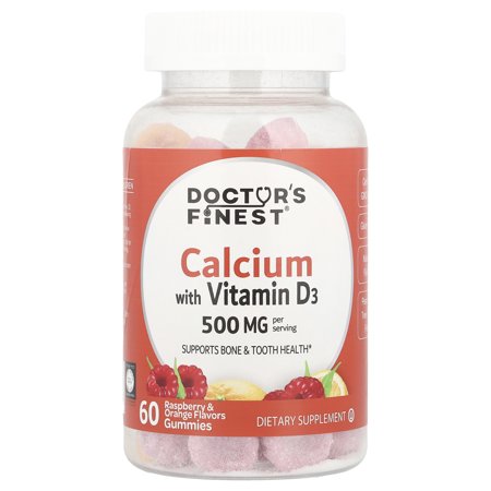 Doctor's Finest Calcium with Vitamin D3, Orange and Berry, 500 mg , 60 Gummies