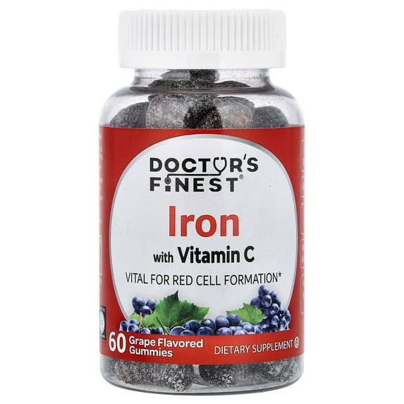 Doctor's Finest Iron with Vitamin C, Grape, 60 Gummies