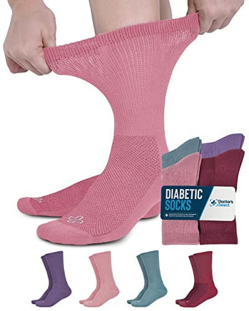 Doctor's Select Diabetic Socks for Women and Men 4 Pairs Non Binding