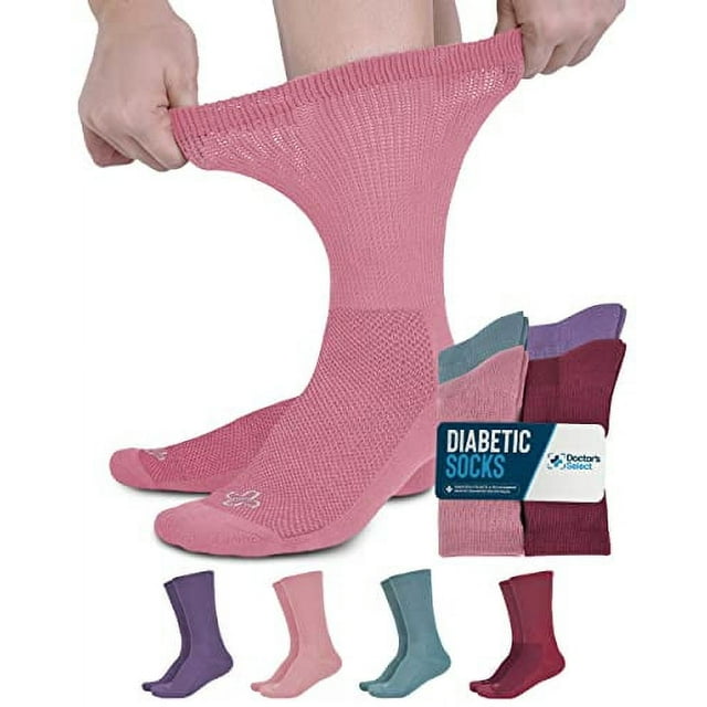 Doctor's Select Diabetic Socks for Women and Men 4 Pairs Non Binding