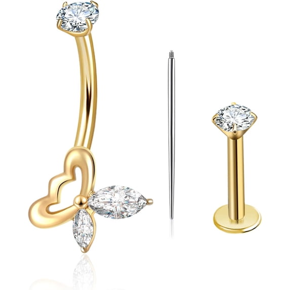 Doctor's recommendation Belly Button Ring piercing Hypoallergenic Surgical Grade Piercing Jewelry 14G Navel piercing for Women/Men Nickel-Free and Lead-Free Internally Threaded Secure Ball Closure