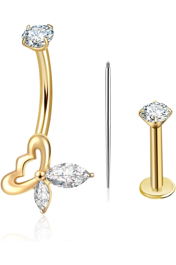 Doctor's recommendation Belly Button Ring piercing Hypoallergenic Surgical Grade Piercing Jewelry 14G Navel piercing for Women/Men Nickel-Free and Lead-Free Internally Threaded Secure Ball Closure