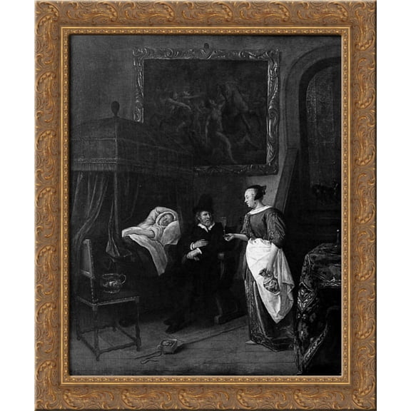 Doctor`s visit 24x20 Gold Ornate Wood Framed Canvas Art by Jan Steen